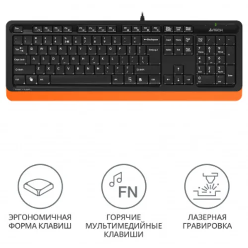 Клавиатура A4Tech Fstyler FK10 черный/оранжевый USB